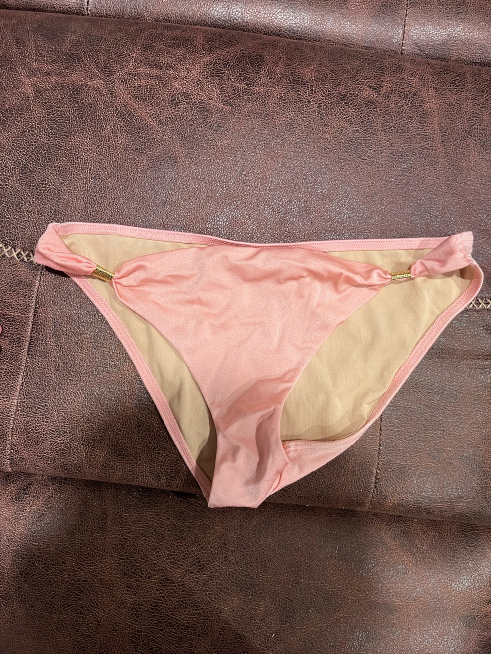Victoria's Secret Soft Pink Bikini Bottom with Gold Accents